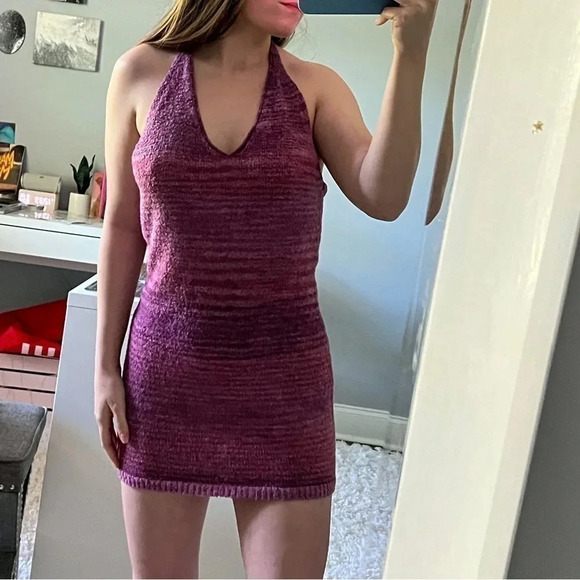 Handmade Knit Halter Mini Dress - Picture 6 of 6